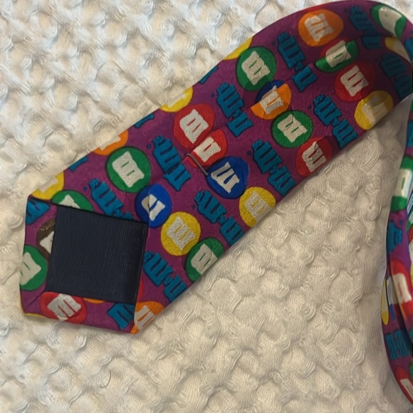 Men’s M&M Tie Colorful 100% Silk Made by Planet Mars Handmade - Picture 6 of 6